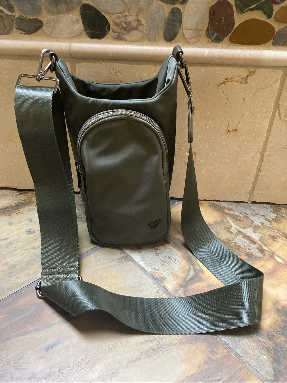Olive Green Compact Crossbody with Detachable Strap